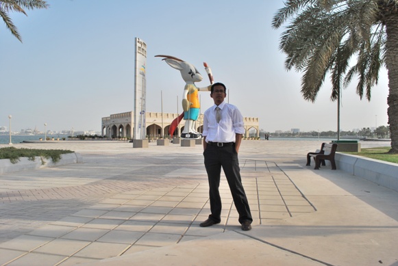 At Corniche - Doha (Oryx, Asian Games mascot at the background)