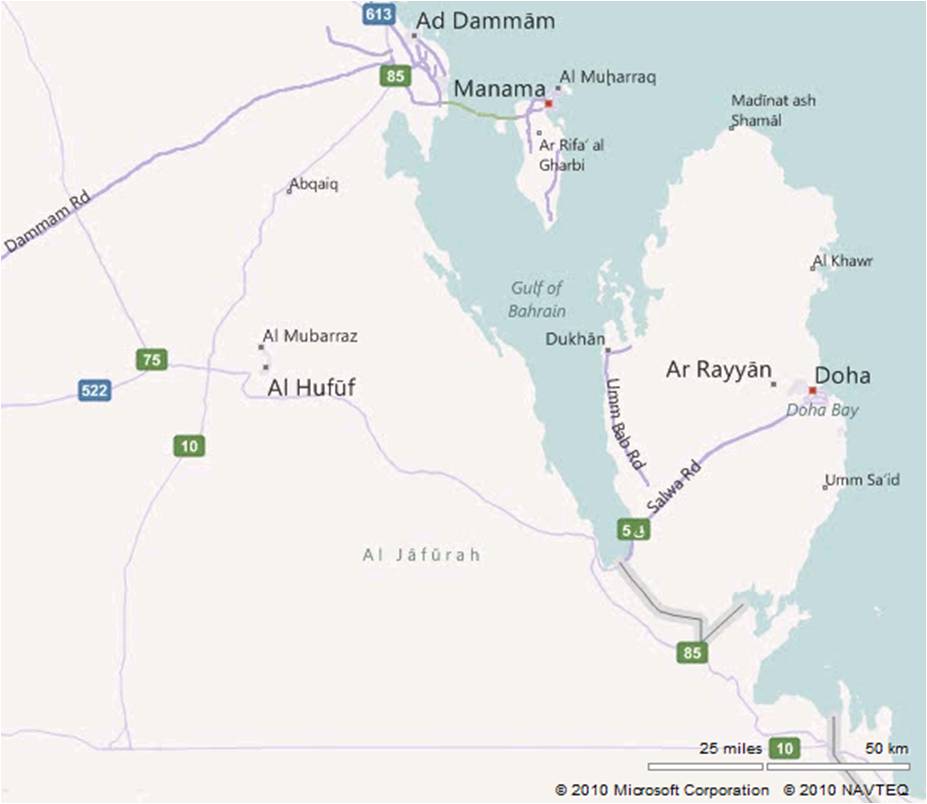 map of qatar. Regional Map showing Qatar,